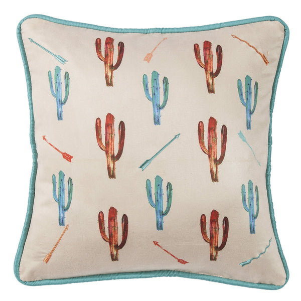 Hiend Accents Serape Cactus Throw Pillow - Vibrant Embroidered Design For Southwestern Home Decor Style Multi Color Shell, 100% Polyester,Fill, 100% Waterfowl Feathers Ws1753p9