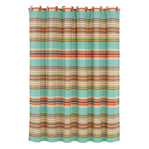 Hiend Accents Serape Striped Shower Curtain - Transform Your Bathroom With Vibrant Southwestern Style And Durability Turquoise,Brown 100% Polyester Ws1753sc