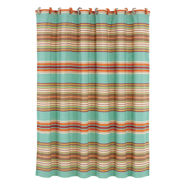 Hiend Accents Serape Striped Shower Curtain - Transform Your Bathroom With Vibrant Southwestern Style And Durability Turquoise,Brown 100% Polyester Ws1753sc