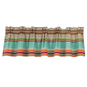 Hiend Accents Serape Striped Valance - Brighten Your Home With Southwestern Charm And Easy-install Design Today! Turquoise,Brown  Ws1753vl