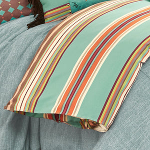 Hiend Accents Serape Comforter Set - Vibrant Southwestern Design With Matching Pillow Shams For Cozy Elegance Turquoise,Brown Comforter ,Face, 45% Cotton,40% Polyester,15% Linen,Back, 100% Cotton,Fill, 100% Polyester. Pillow Sham ,45% Cotton,40% Polyester,15% Linen. Ws1753-sq-oc