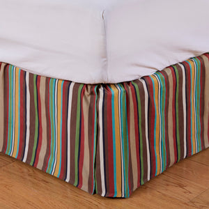 Hiend Accents Tammy Multicolor Stripe Bed Skirt - Elevate Your Bedroom Décor With Stylish Elegance And Versatility Gold,Navy,Red 100% Polyester Ws1919bs-qn-oc