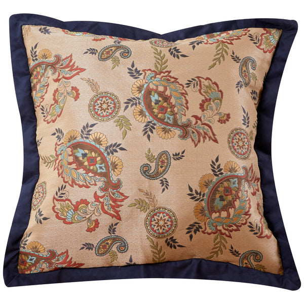 Hiend Accents Tammy Jacquard Euro Sham - Elegant Paisley Design With Warm Hues For A Stylish Bedroom Retreat Gold,Navy,Red 100% Polyester Ws1919e1