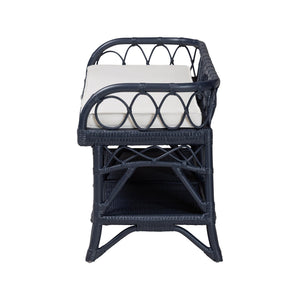 Bali & Pari Leryn Handcrafted Rattan Entryway Bench with Open Shelf and Cushioned Seat