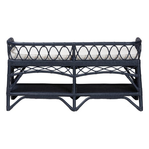 Bali & Pari Leryn Handcrafted Rattan Entryway Bench with Open Shelf and Cushioned Seat