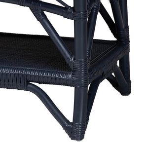 Bali & Pari Leryn Handcrafted Rattan Entryway Bench with Open Shelf and Cushioned Seat