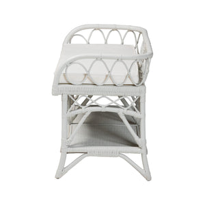 Bali & Pari Leryn Handcrafted Rattan Entryway Bench with Open Shelf and Cushioned Seat