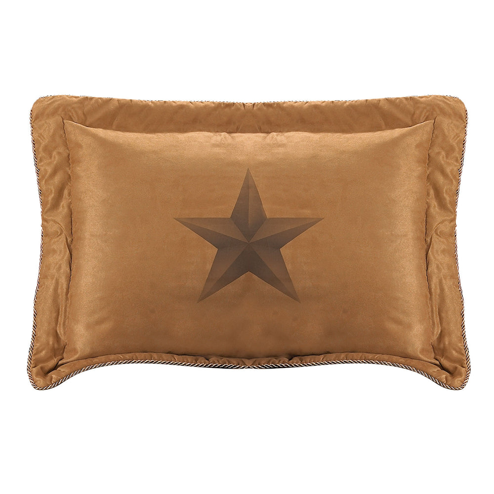 Hiend Accents Luxury Star Pillow Sham - Elevate Your Bedroom Decor With Soft Faux Suede And Rustic Charm Design Tan 100% Polyester Ws2010ps-qn-oc