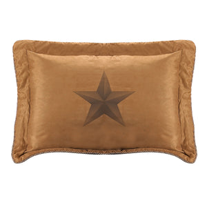 Hiend Accents Luxury Star Pillow Sham - Elevate Your Bedroom Decor With Soft Faux Suede And Rustic Charm Design Tan 100% Polyester Ws2010ps-qn-oc