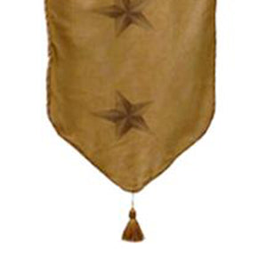 Hiend Accents Luxury Table Runner With Western Star Motif – Elegant Faux Suede Design For Stylish Dining Decor Tan 100% Polyester Ws2010r-lg-oc