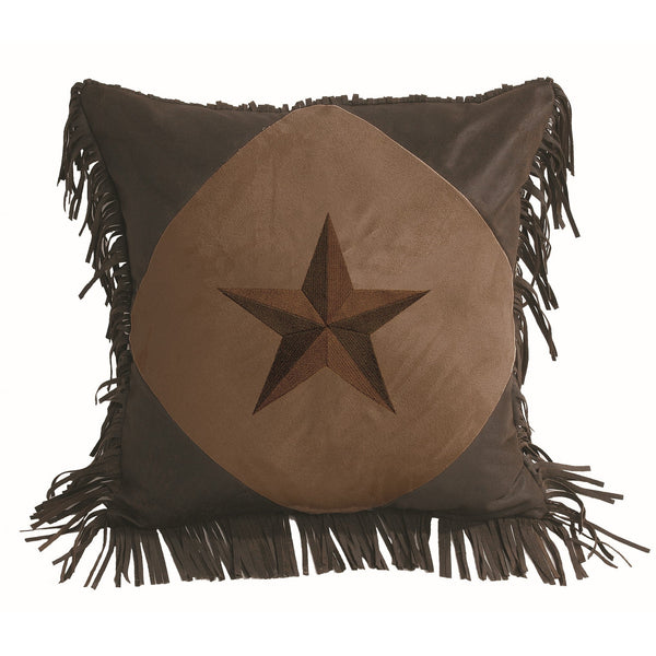 Hiend Accents Laredo Diamond Shape Star Pillow - Luxurious Faux Suede Accent For Western-themed Home Décor Tan,Brown Shell, 100% Polyester,Fill, 100% Polyester Ws2018p5-os-dt