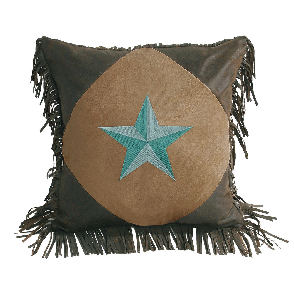 Hiend Accents Laredo Diamond Shape Star Pillow - Luxurious Faux Suede Accent For Western-themed Home Décor Turquoise,Brown Shell, 100% Polyester. Filling, 100% Polyester Ws2018p5-os-tq