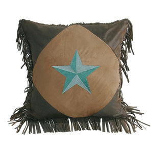 Hiend Accents Laredo Diamond Shape Star Pillow - Luxurious Faux Suede Accent For Western-themed Home Décor Turquoise,Brown Shell, 100% Polyester. Filling, 100% Polyester Ws2018p5-os-tq