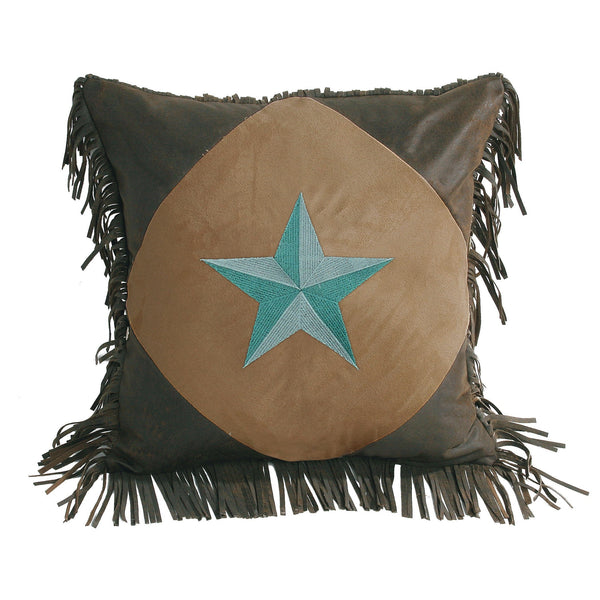 Hiend Accents Laredo Diamond Shape Star Pillow - Luxurious Faux Suede Accent For Western-themed Home Décor Turquoise,Brown Shell, 100% Polyester. Filling, 100% Polyester Ws2018p5-os-tq