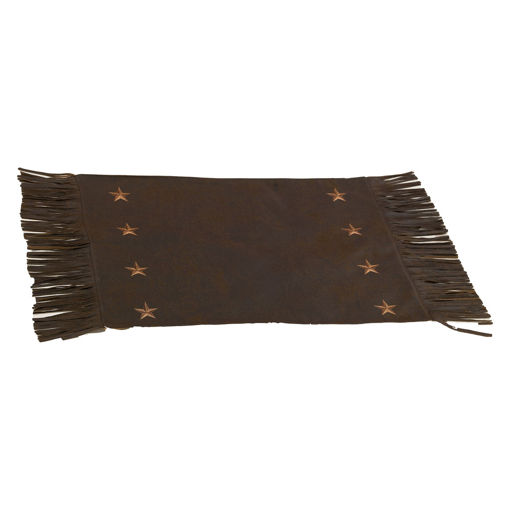 Hiend Accents Laredo Placemat Set - Exquisite Faux Leather Design With Embroidered Stars For Western Charm Chcolote 100% Polyester Ws2018pm-os-ch