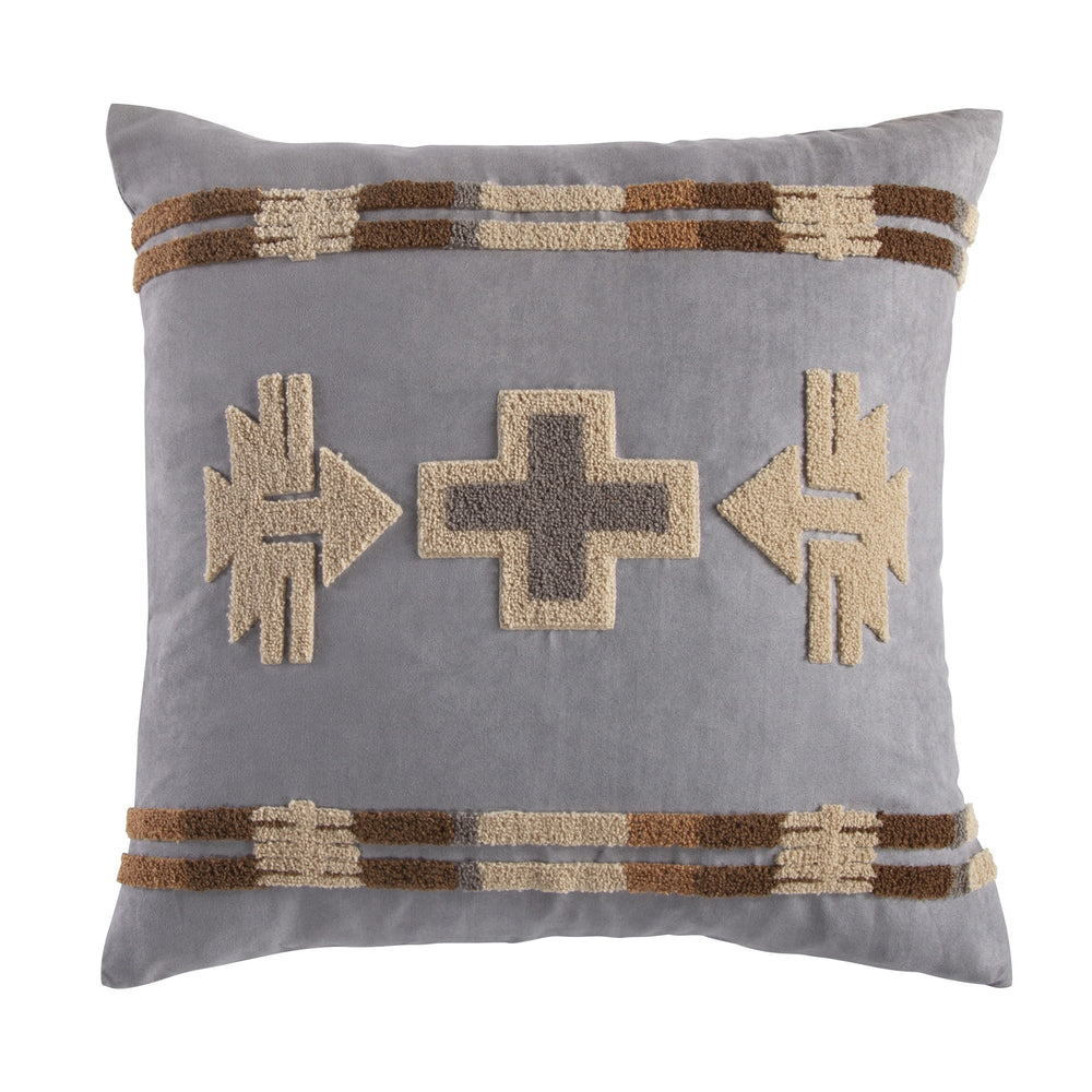 Hiend Accents Southwest Crewel Embroidery Pillow - Stylish Accent With Earthy Motifs For Cozy Home Decor Charm Multi Color Shell, 100% Polyester,Fill, 100% Waterfowl Feathers Ws2037p1
