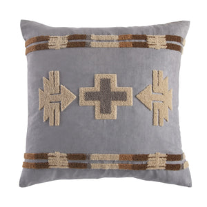 Hiend Accents Southwest Crewel Embroidery Pillow - Stylish Accent With Earthy Motifs For Cozy Home Decor Charm Multi Color Shell, 100% Polyester,Fill, 100% Waterfowl Feathers Ws2037p1