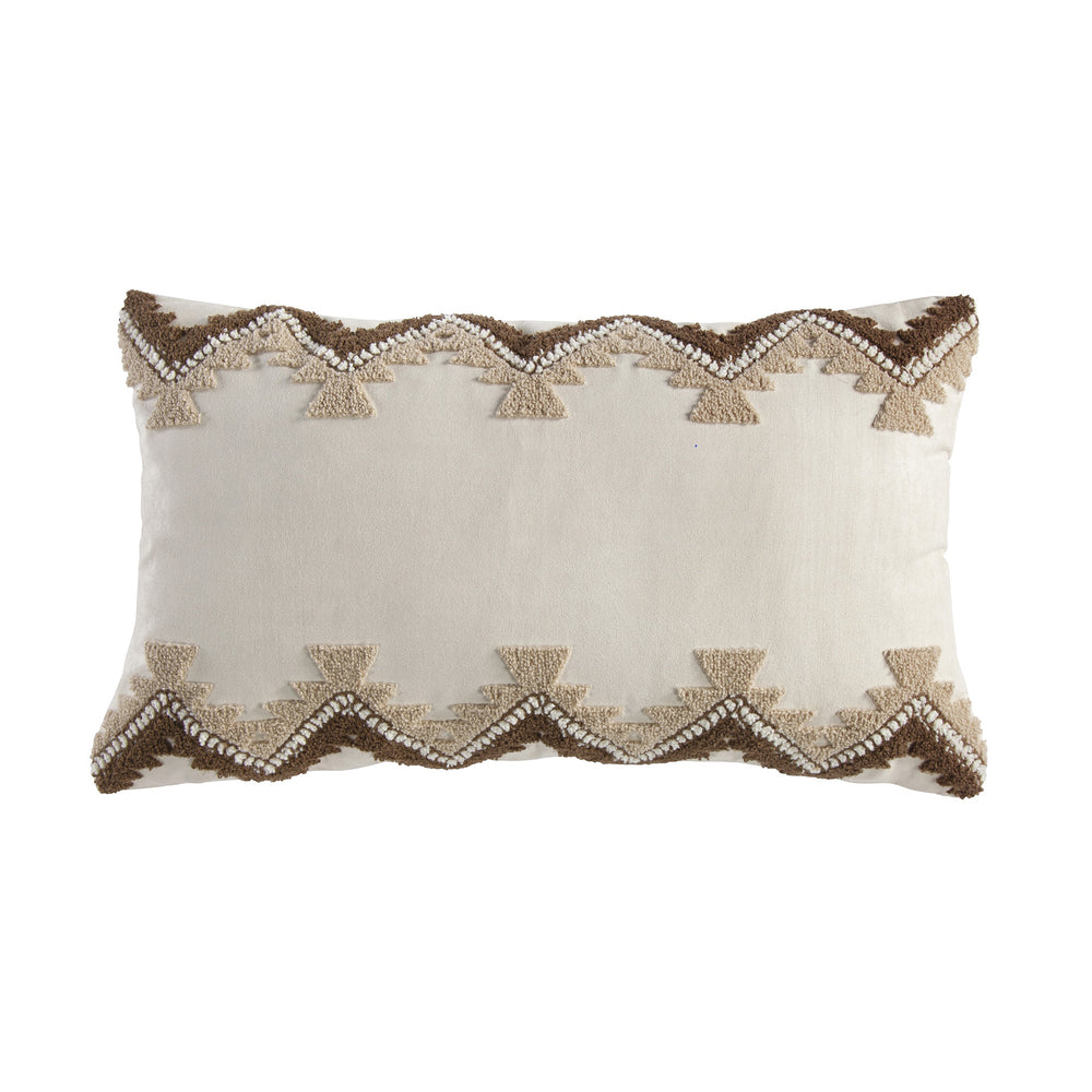 Hiend Accents Flame Stitch Design Embroidery Pillow - Rustic Southwestern Elegance For Your Home Decor Collection Multi Color Shell, 100% Polyester,Filling, 100% Waterfowl Feathers Ws2037p2