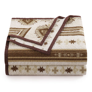 Hiend Accents Dakota Reversible Twin Quilt Set - Embrace Southwestern Charm With Cozy Geometric Patterns Tan Face And Back, 100% Cotton,Fill, 100% Polyester Ws2037-tw-oc