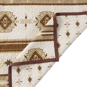 Hiend Accents Dakota Reversible Twin Quilt Set - Embrace Southwestern Charm With Cozy Geometric Patterns Tan Face And Back, 100% Cotton,Fill, 100% Polyester Ws2037-tw-oc