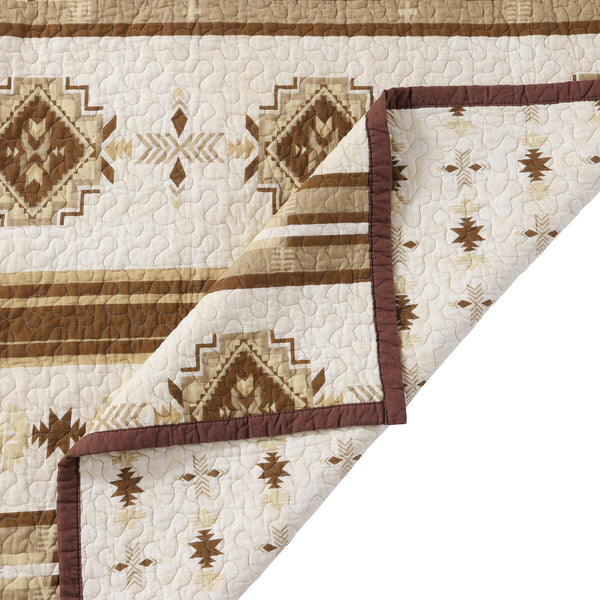 Hiend Accents Dakota Reversible Twin Quilt Set - Embrace Southwestern Charm With Cozy Geometric Patterns Tan Face And Back, 100% Cotton,Fill, 100% Polyester Ws2037-tw-oc
