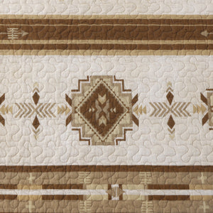 Hiend Accents Dakota Reversible Twin Quilt Set - Embrace Southwestern Charm With Cozy Geometric Patterns Tan Face And Back, 100% Cotton,Fill, 100% Polyester Ws2037-tw-oc