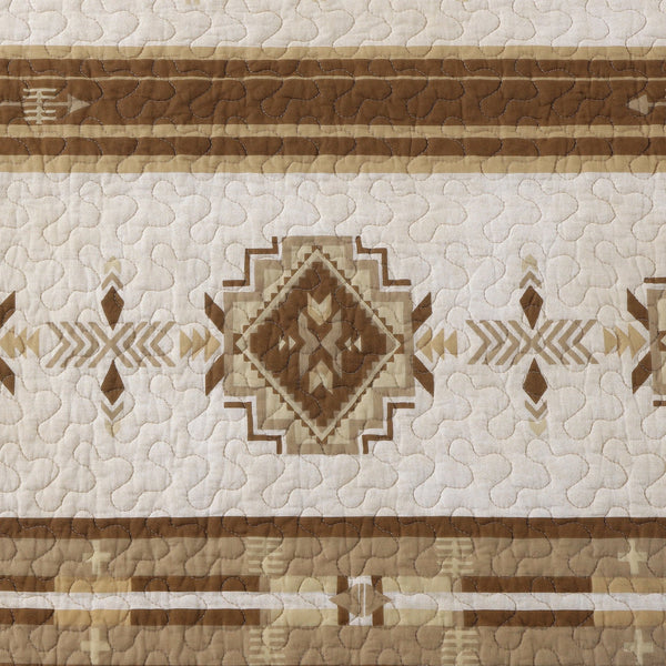 Hiend Accents Dakota Reversible Twin Quilt Set - Embrace Southwestern Charm With Cozy Geometric Patterns Tan Face And Back, 100% Cotton,Fill, 100% Polyester Ws2037-tw-oc