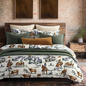 Hiend Accents Ranch Life Reversible Comforter Set - Embrace Rustic Charm With Vintage Cowboy Motifs And Warmth Duffle Bag Face And Back, 100% Cotton,Fill, 100% Polyester Ws2138-tw-df