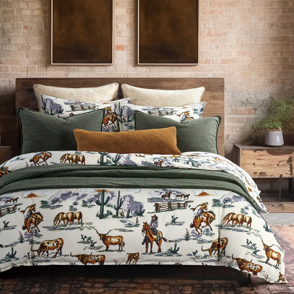 Hiend Accents Ranch Life Reversible Duvet Cover Set - Embrace Rustic Elegance With Cozy Western Charm & Comfort Duffle Bag 100% Cotton Ws2138ds-tw-df