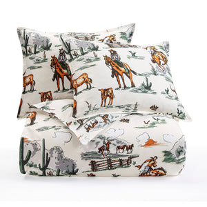 Hiend Accents Ranch Life Reversible Comforter Set - Embrace Rustic Charm With Vintage Cowboy Motifs And Warmth Duffle Bag Face And Back, 100% Cotton,Fill, 100% Polyester Ws2138-tw-df