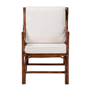 Baxton Studio Bali & Pari Handcrafted Rattan Accent Chair Woven Wicker Bohemian Seat for Coastal Living Rooms Marbled Tortoise Brown 24W x 25.6D x 35.6H WS241-Tortoise-Rattan-Cushion-AC