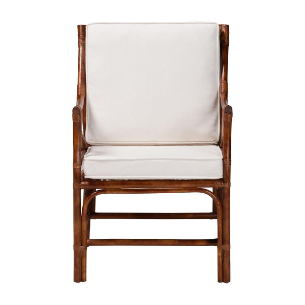 Baxton Studio Bali & Pari Handcrafted Rattan Accent Chair Woven Wicker Bohemian Seat for Coastal Living Rooms Marbled Tortoise Brown 24W x 25.6D x 35.6H WS241-Tortoise-Rattan-Cushion-AC