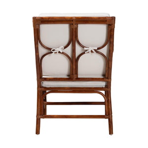 Baxton Studio Bali & Pari Handcrafted Rattan Accent Chair Woven Wicker Bohemian Seat for Coastal Living Rooms Marbled Tortoise Brown 24W x 25.6D x 35.6H WS241-Tortoise-Rattan-Cushion-AC
