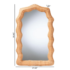 Bali & Pari Daray Handwoven Rattan Scalloped Wall Mirror for Coastal Boho Decor