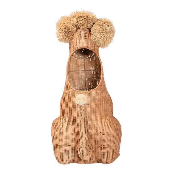 Bali & Pari Persis Handwoven Rattan Poodle Umbrella Holder Boho Coastal Entryway Accent