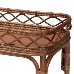 Bali & Pari Fumiyo Handcrafted Rattan Two-tier Kitchen Cart with Caster Wheels