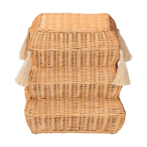 Bali & Pari Noura Handcrafted Rattan Stool with Tassel Detail for Boho Living