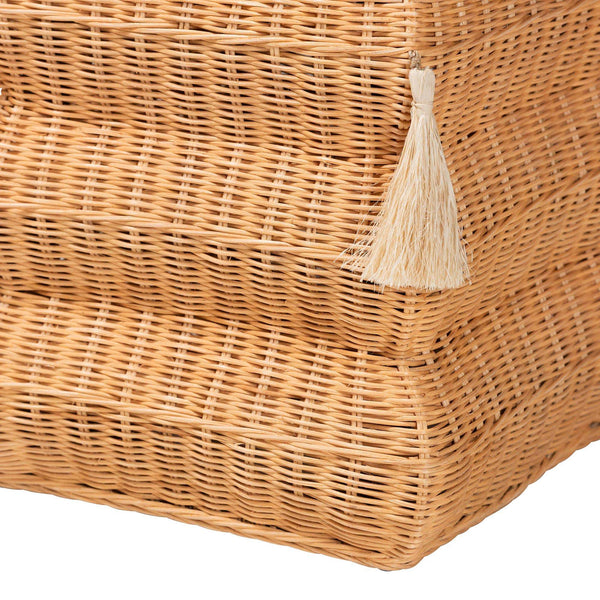 Bali & Pari Noura Handcrafted Rattan Stool with Tassel Detail for Boho Living