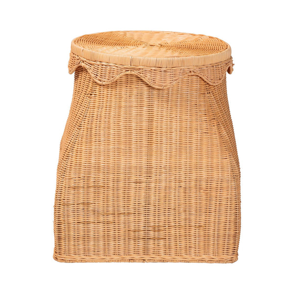 Bali & Pari Ada Handwoven Rattan Hamper with Scalloped Lid for Bedroom or Bath