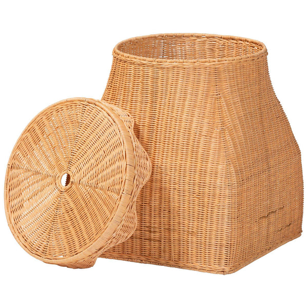 Bali & Pari Ada Handwoven Rattan Hamper with Scalloped Lid for Bedroom or Bath
