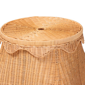 Bali & Pari Ada Handwoven Rattan Hamper with Scalloped Lid for Bedroom or Bath