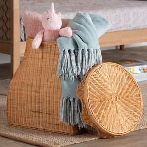 Bali & Pari Ada Handwoven Rattan Hamper with Scalloped Lid for Bedroom or Bath