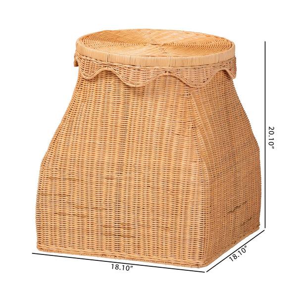 Bali & Pari Ada Handwoven Rattan Hamper with Scalloped Lid for Bedroom or Bath