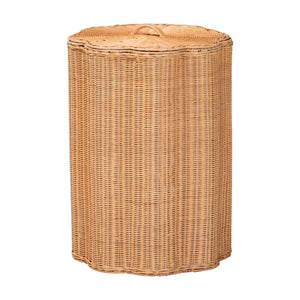 Baxton Studio Bali & Pari Danilo Handwoven Rattan Hamper Lidded Wicker Storage for Bedroom Bath WS252-Honey Ada Rattan-Basket
