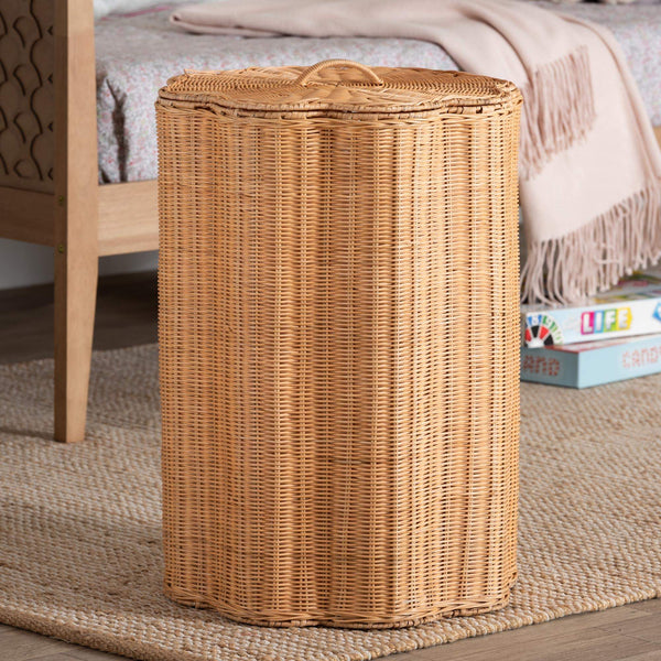 Bali & Pari Danilo Handwoven Rattan Hamper Lidded Wicker Storage for Bedroom Bath