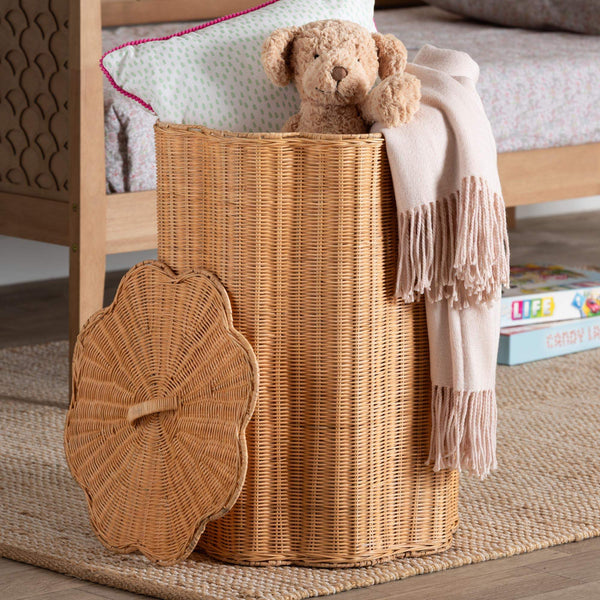 Bali & Pari Danilo Handwoven Rattan Hamper Lidded Wicker Storage for Bedroom Bath