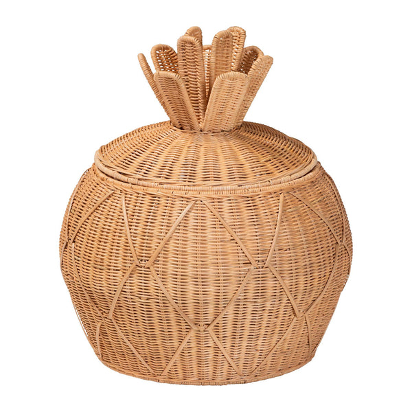 Bali & Pari Pelham Handwoven Rattan Hamper Boho Wicker Storage Basket for Laundry Room Decor
