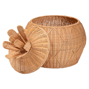 Bali & Pari Pelham Handwoven Rattan Hamper Boho Wicker Storage Basket for Laundry Room Decor