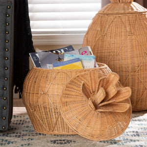 Bali & Pari Pelham Handwoven Rattan Hamper Boho Wicker Storage Basket for Laundry Room Decor