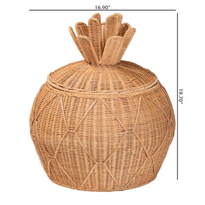 Bali & Pari Pelham Handwoven Rattan Hamper Boho Wicker Storage Basket for Laundry Room Decor